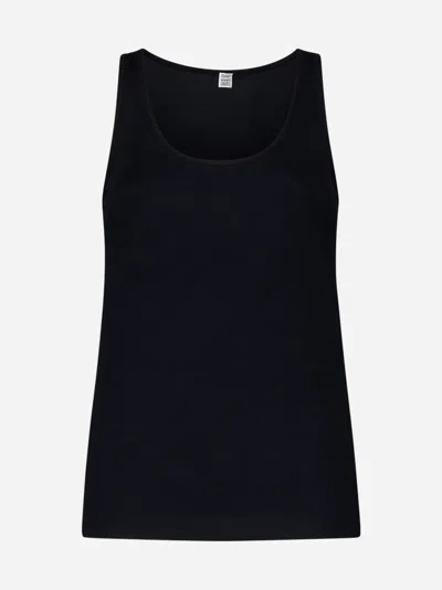 Totême Rib Knit Cotton Tank Top In Black