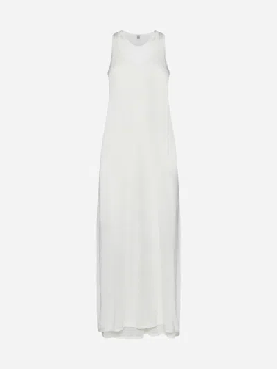 Totême Layered Knit Lyocell-cashmere Maxi Dress In Talc