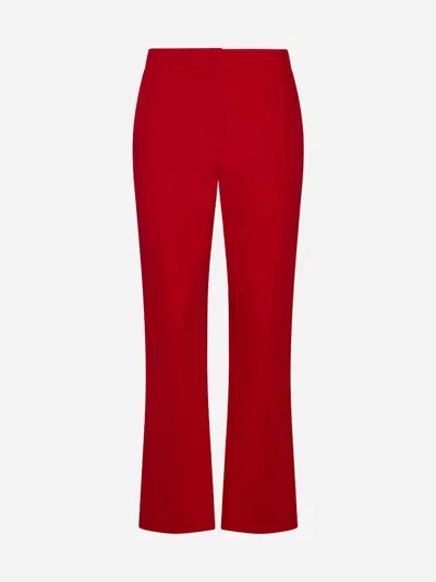 Valentino Garavani Silk Cady Trousers With Tailored Silhouette In Red