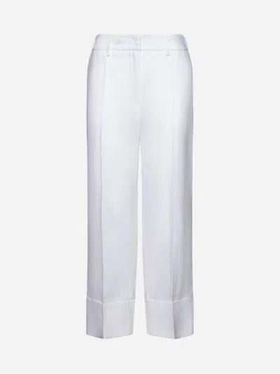 Blanca Vita White Linen Prugna Wide Leg Trousers