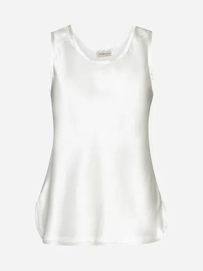 BLANCA VITA WHITE STRETCH SILK BELIS TANK TOP 