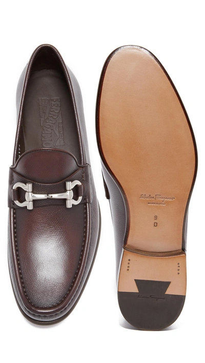 Shop Ferragamo Salvatore  Mason Bit Leather Loafers In Black, Grey