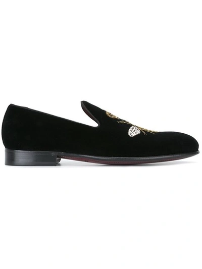 Dolce & Gabbana Crown And Bee Embroidered Velvet Slip-ons