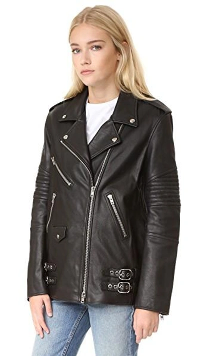 Shop Alexander Wang Boyfriend Moto Jacket In Jet