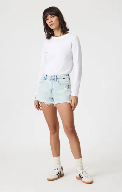 Mavi Rosie Boyfriend Shorts In Bleached 90's In Light Blue
