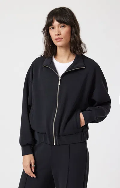 Mavi Sporty Luxe Tencel™ Full Zip Sweatshirt In Black In Black