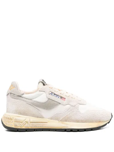 Autry Reelwind Suede And Technical Textile Trainer In White