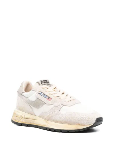 Autry Reelwind Suede And Technical Textile Trainer In White