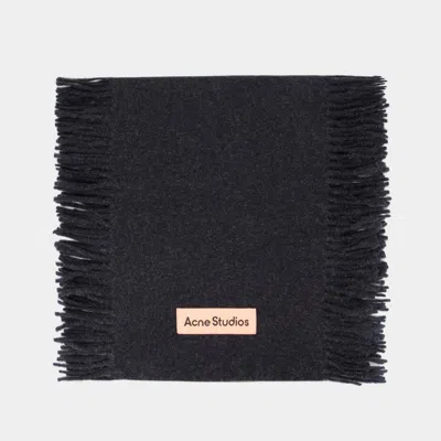 Acne Studios Black Fringe Wool Scarf In Black