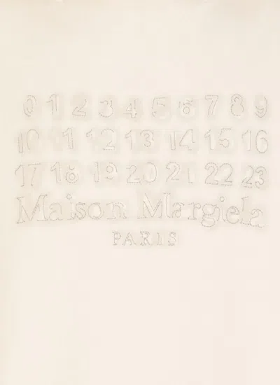 Maison Margiela Crewneck Sweatshirt With Topstitched Log In Beige