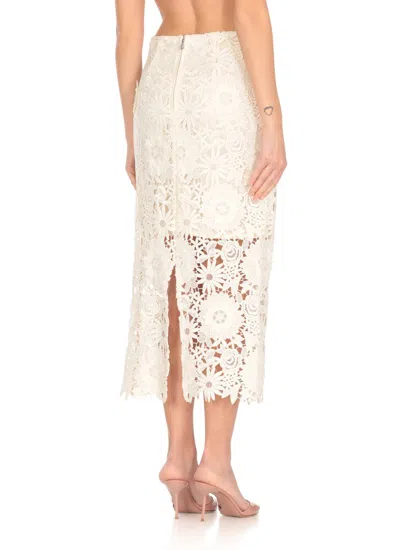 Rotate Birger Christensen Lace Pencil Skirt With Embroidery In Beige