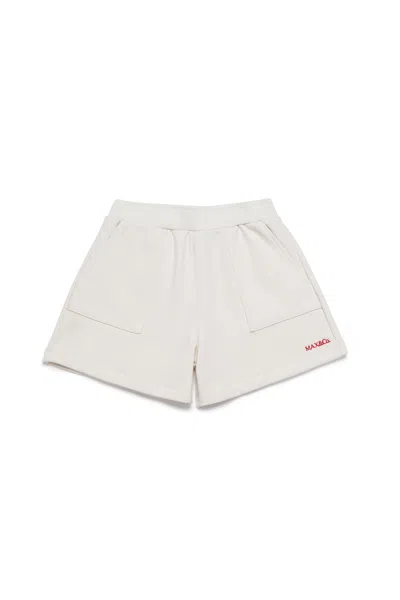 Max & Co Branded Fleece Shorts In White