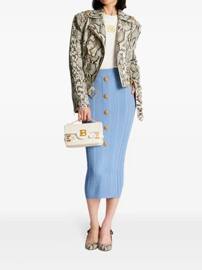 Balmain Beige Embroidered Logo Cotton Blend Top