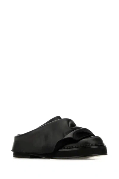 Attico Black Leather Mules