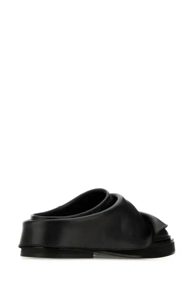 Attico Black Leather Mules