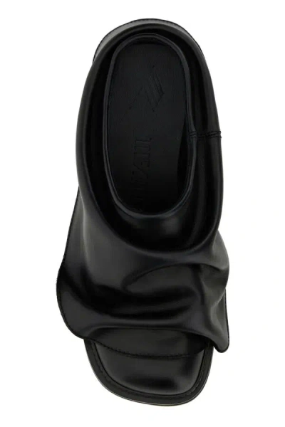 Attico Black Leather Mules