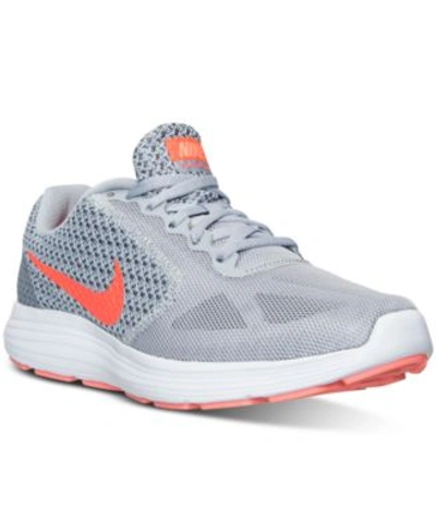 Nike Women's Revolution 3 Running Sneakers From Finish Line In Wolf Grey/hyper Orange/co