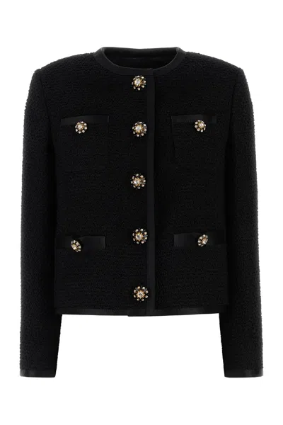 Dolce & Gabbana Jeweled Button Boucle Jacket In Black