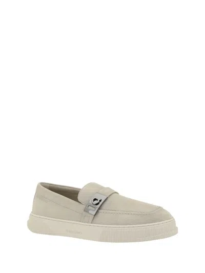 Ferragamo Men Gancini Loafers In Beige