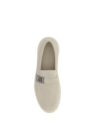 Ferragamo Men Gancini Loafers In Beige