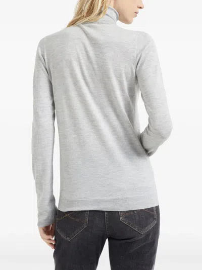 Brunello Cucinelli Cashmere-silk Glitter Turtleneck Sweater