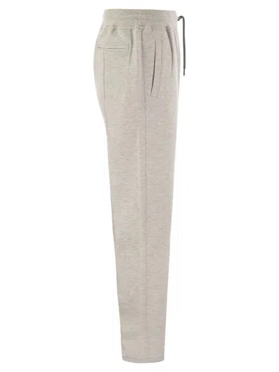 Brunello Cucinelli Pearl Grey Cotton Fleece Trousers