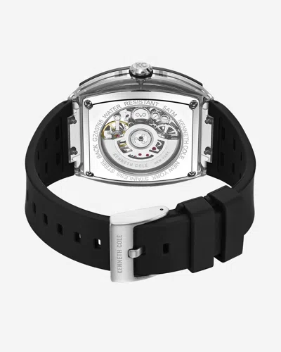 Kenneth Cole Automatic Silicone Watch In Black