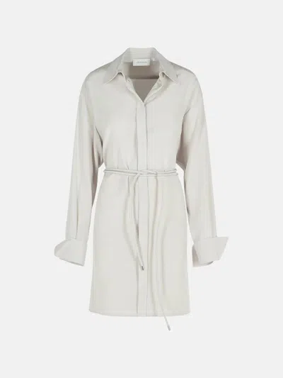 Sportmax Eolie Grey Silk Dress In Silver