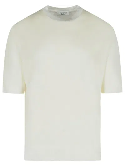 Laneus Cotton Sweater Short Sleeves In Beige