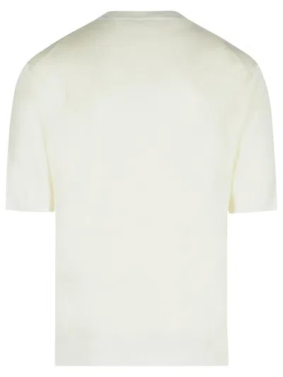 Laneus Cotton Sweater Short Sleeves In Beige