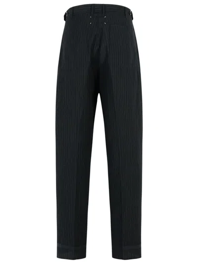 Maison Margiela Linen Blend Trousers Pinstripe Pattern In Black