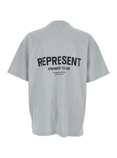Represent Grey T-shirt With Logo On The Front And Maxi Logo On The Back In Cotton Man In Grey