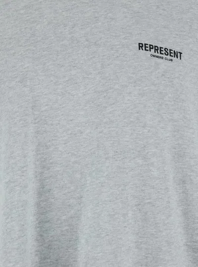 Represent Grey T-shirt With Logo On The Front And Maxi Logo On The Back In Cotton Man In Grey