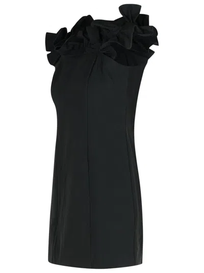Rotate Birger Christensen Rotate 'mini Ruffle' Black Cotton Dress Women In Black