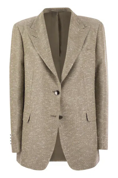 Tagliatore Women's Two-button Jacket With Micro Sequins In Beige