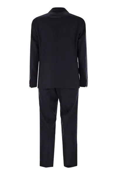 Tagliatore Virgin Wool Double Breasted Suit In Blue