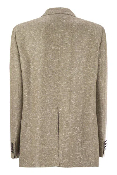 Tagliatore Women's Two-button Jacket With Micro Sequins In Beige