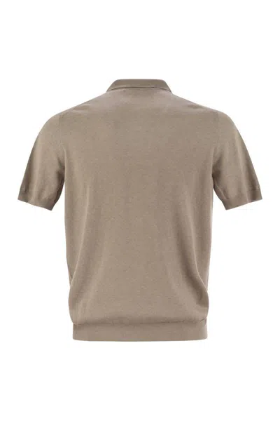 Tagliatore Basic Short-sleeved Cotton Polo Shirt In Beige