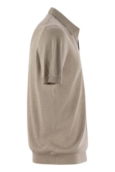 Tagliatore Basic Short-sleeved Cotton Polo Shirt In Beige