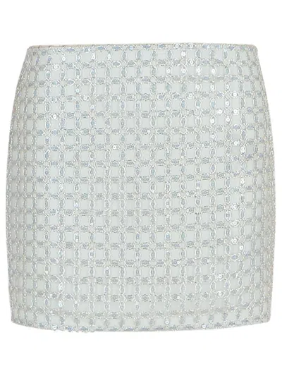 Rotate Birger Christensen Rotate Beaded' Beige Polyester Miniskirt In Beige