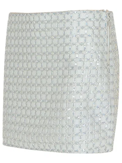 Rotate Birger Christensen Rotate Beaded' Beige Polyester Miniskirt In Beige