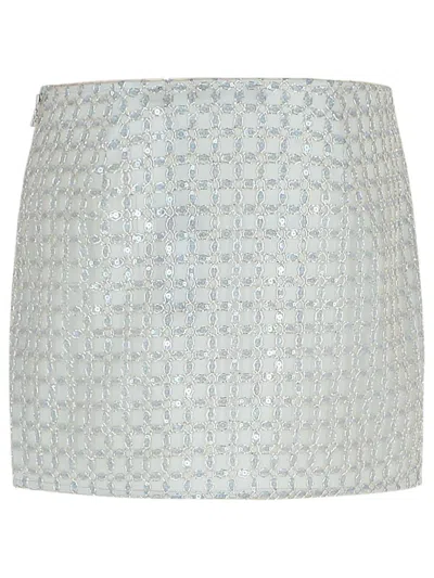 Rotate Birger Christensen Rotate Beaded' Beige Polyester Miniskirt In Beige