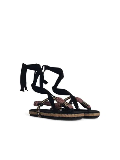 Isabel Marant Étoile Isabel Marant Etoile 'gypsa' Black Cotton Blend Sandals In Black
