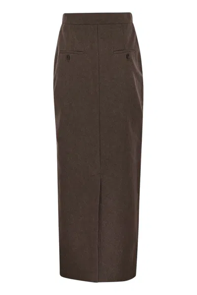 Max Mara Women's Pianosa - Denim-effect Cotton Skirt In Brown