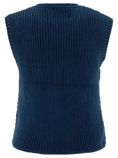 Filson W's 3gg Rustic Cable Knit Vest Knitwear Blue