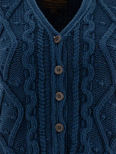 Filson W's 3gg Rustic Cable Knit Vest Knitwear Blue