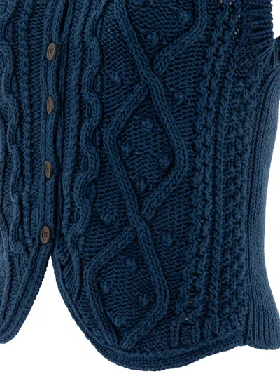 Filson W's 3gg Rustic Cable Knit Vest Knitwear Blue
