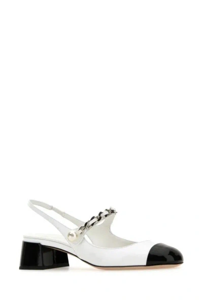 Miu Miu Chain Strap Slingback Cap Toe Pump