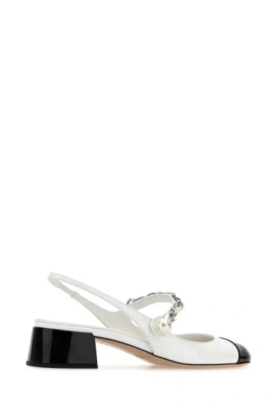Miu Miu Chain Strap Slingback Cap Toe Pump