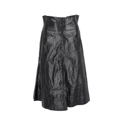 Philosophy By Lorenzo Serafini Philosophy Di Lorenzo Serafini Faux Crinkled Leather A-line Skirt In Black Viscose In Black